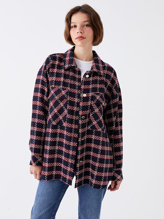 Patterned Oversize Women's Lumberjack Shirt Jacket