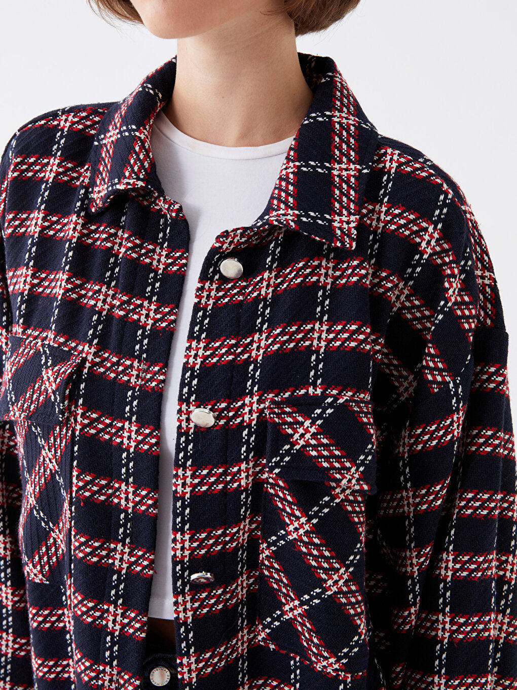 Patterned Oversize Women's Lumberjack Shirt Jacket