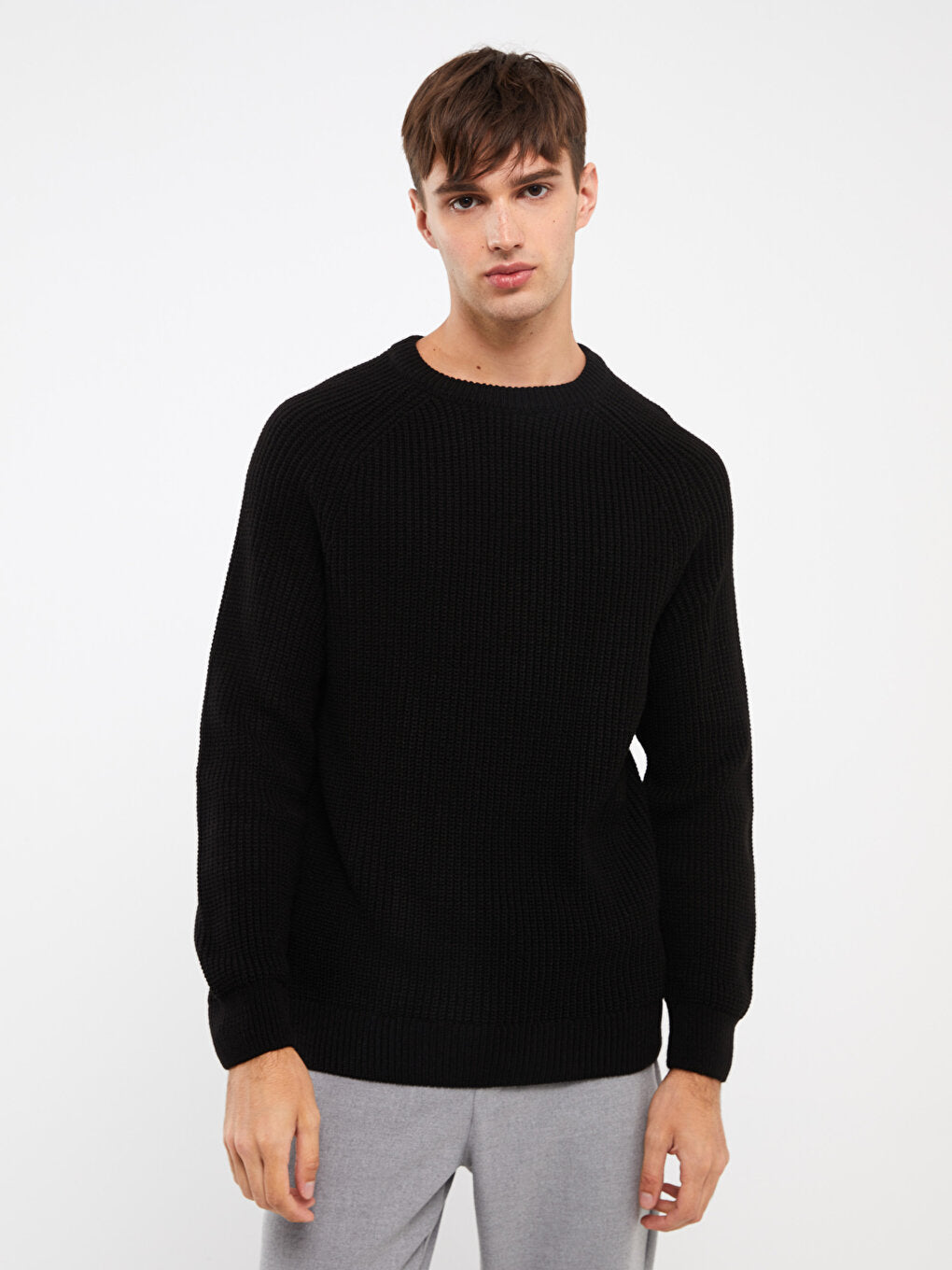 Crew Neck Long Sleeve Men's Knitwear Sweater