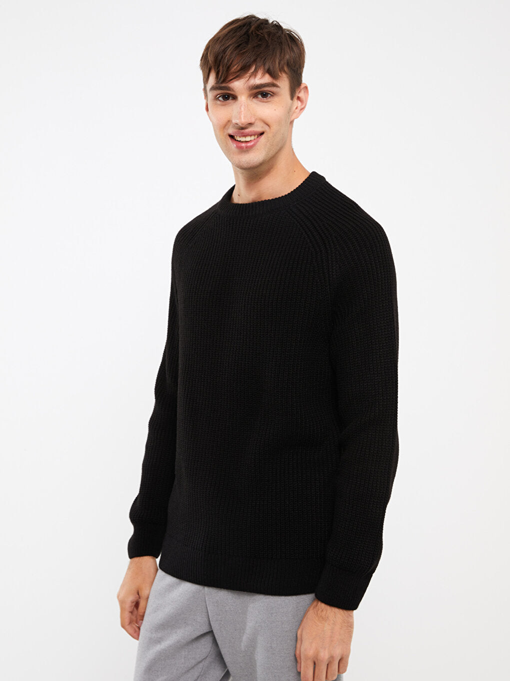 Crew Neck Long Sleeve Men's Knitwear Sweater