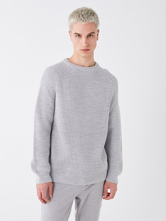 Crew Neck Long Sleeve Men's Knitwear Sweater