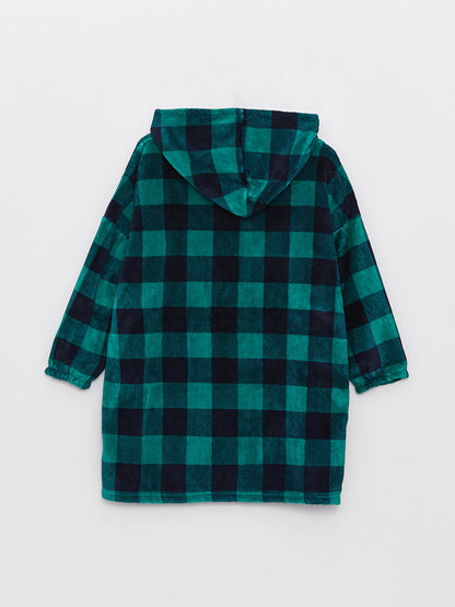 Hooded Plaid Fleece Boy's Pajama Top