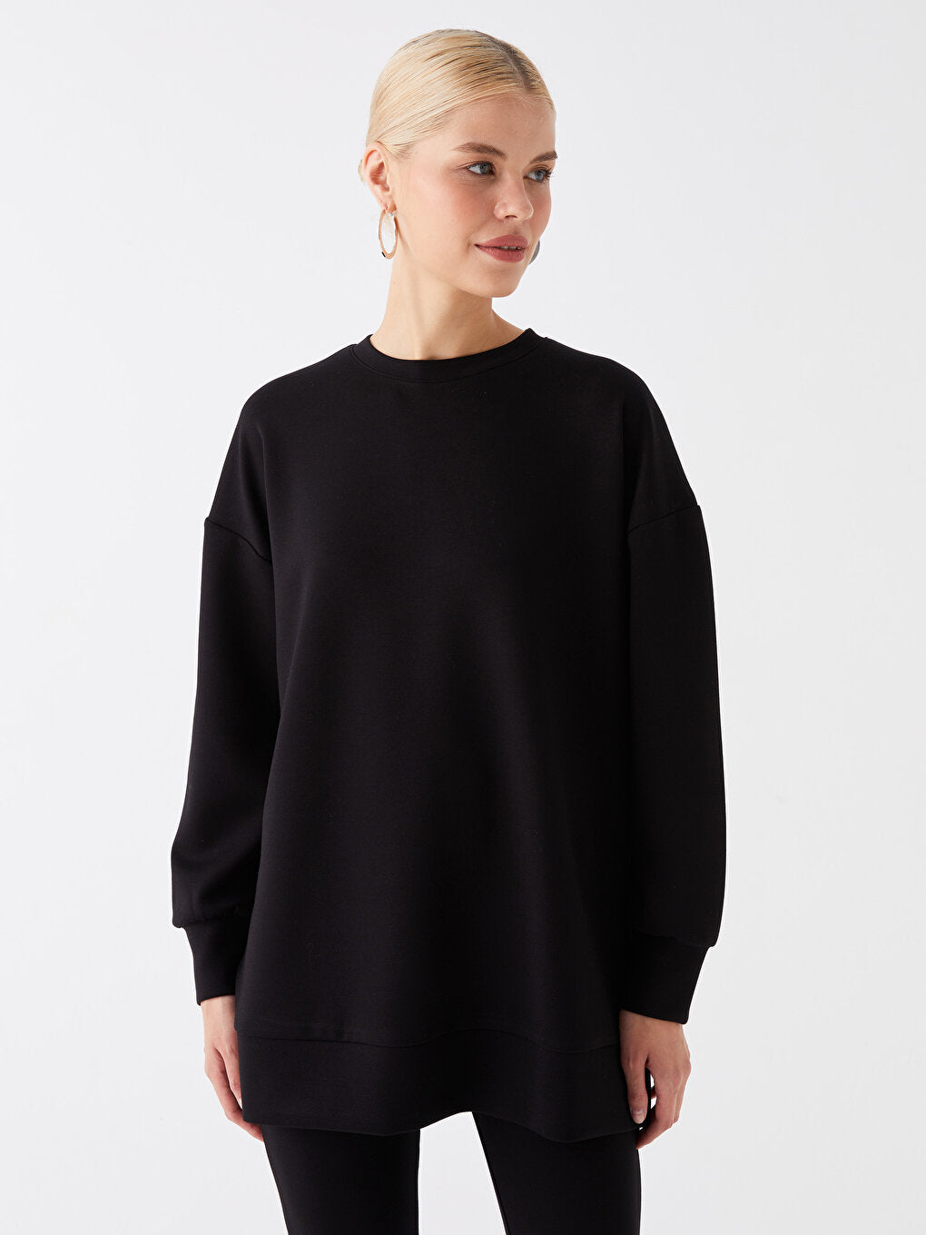 Crew Neck Plain Long Sleeve Women's Tunic