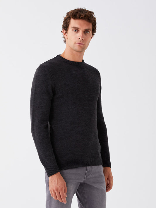 Crew Neck Long Sleeve Men's Knitwear Sweater