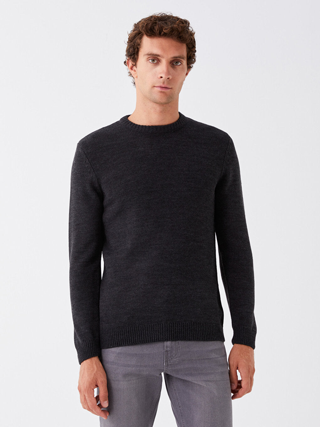 Crew Neck Long Sleeve Men's Knitwear Sweater