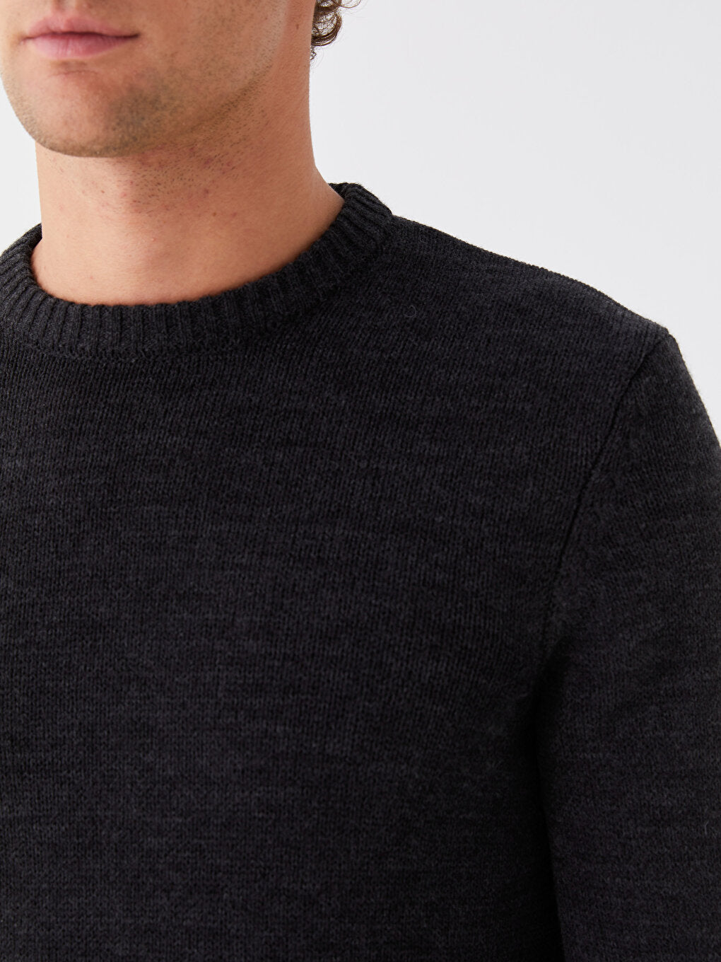 Crew Neck Long Sleeve Men's Knitwear Sweater