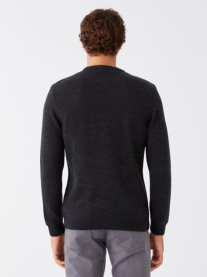 Crew Neck Long Sleeve Men's Knitwear Sweater