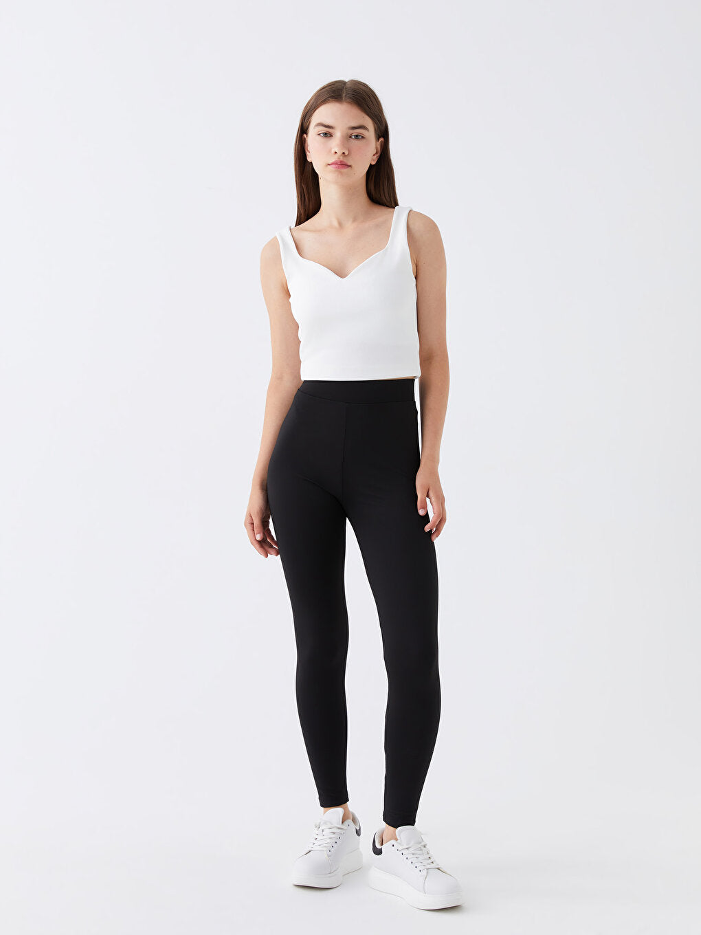 Women's Elastic Waist Plain Tights