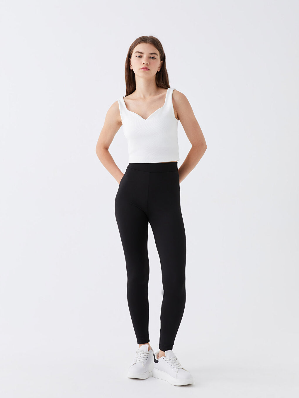 Women's Elastic Waist Plain Tights