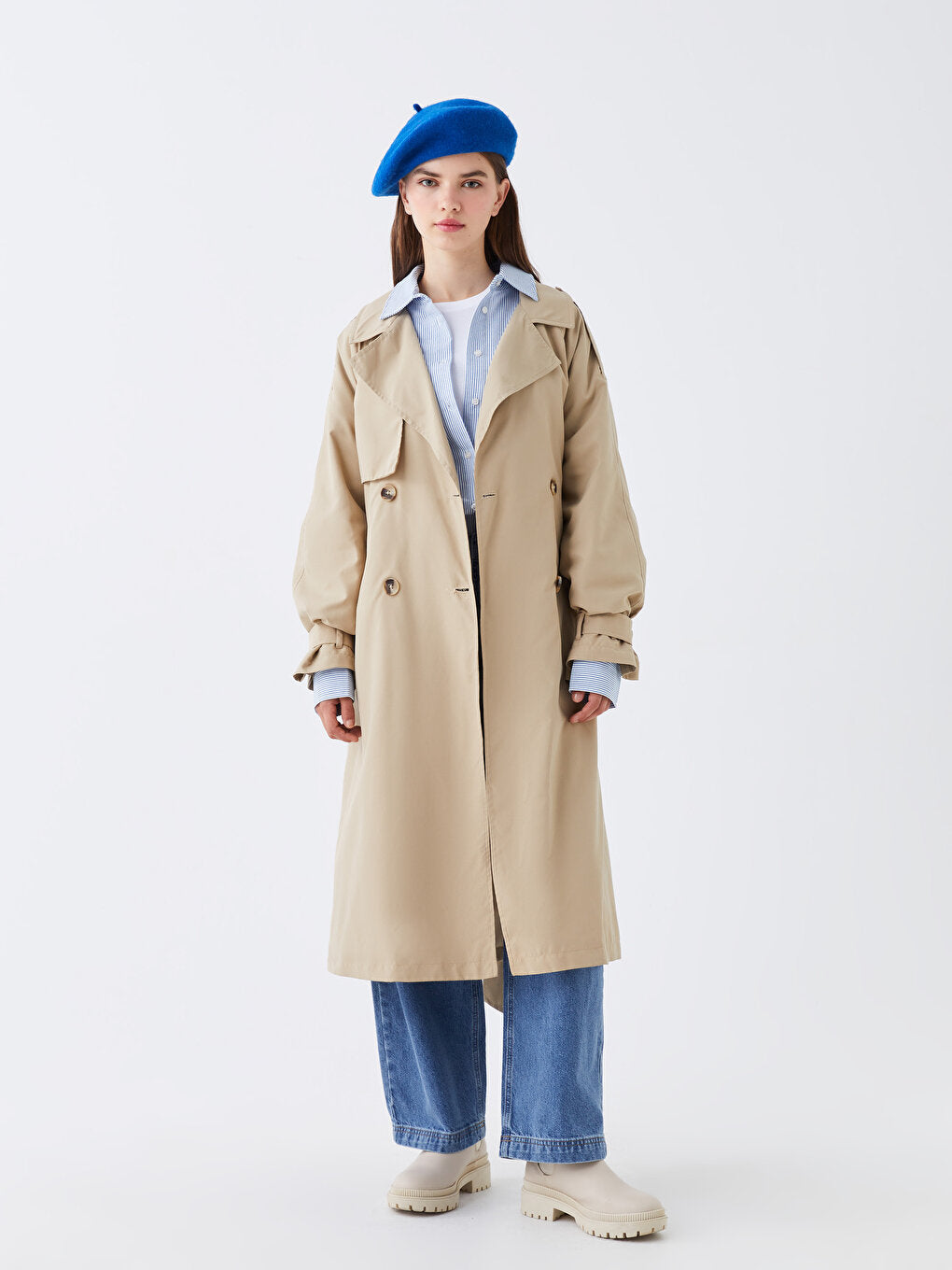 Jacket Collar Plain Oversize Women's Trench Coat