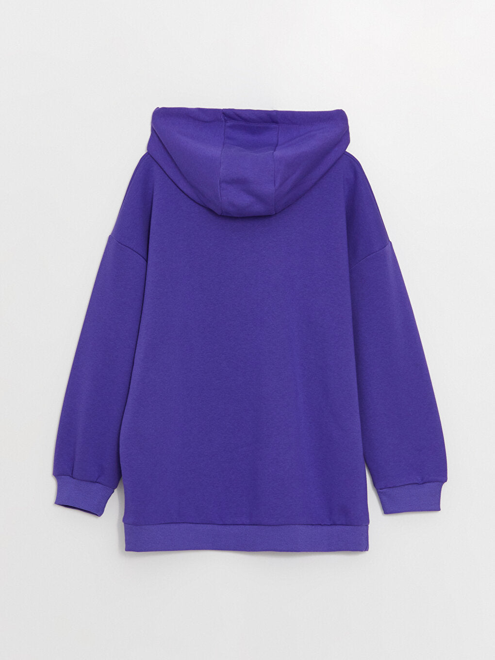 Hooded Plain Long Sleeve Women's Sweatshirt Tunic