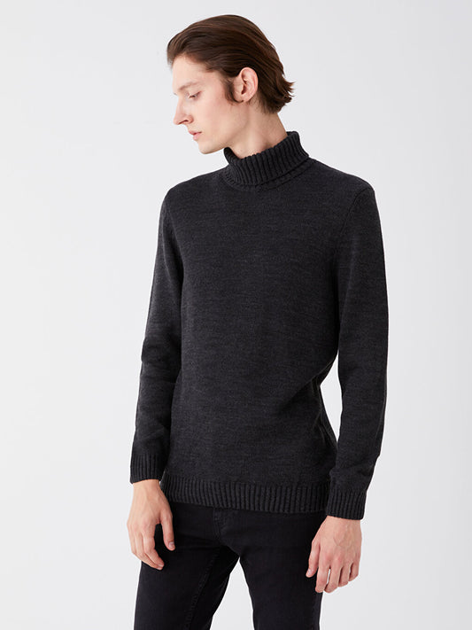 Turtleneck Long Sleeve Men's Knitwear Sweater