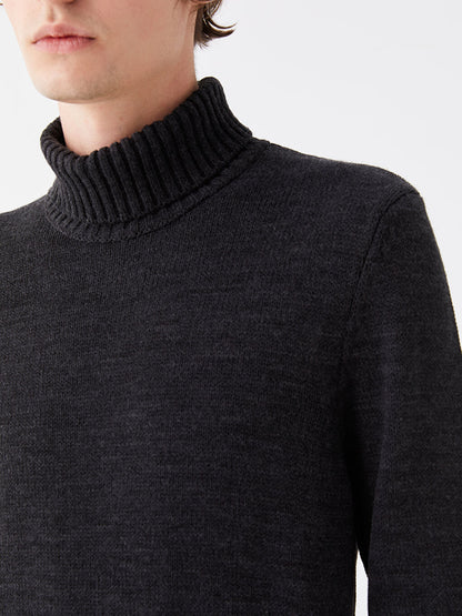 Turtleneck Long Sleeve Men's Knitwear Sweater