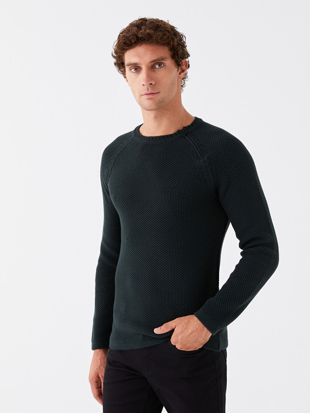 Crew Neck Long Sleeve Men's Knitwear Sweater