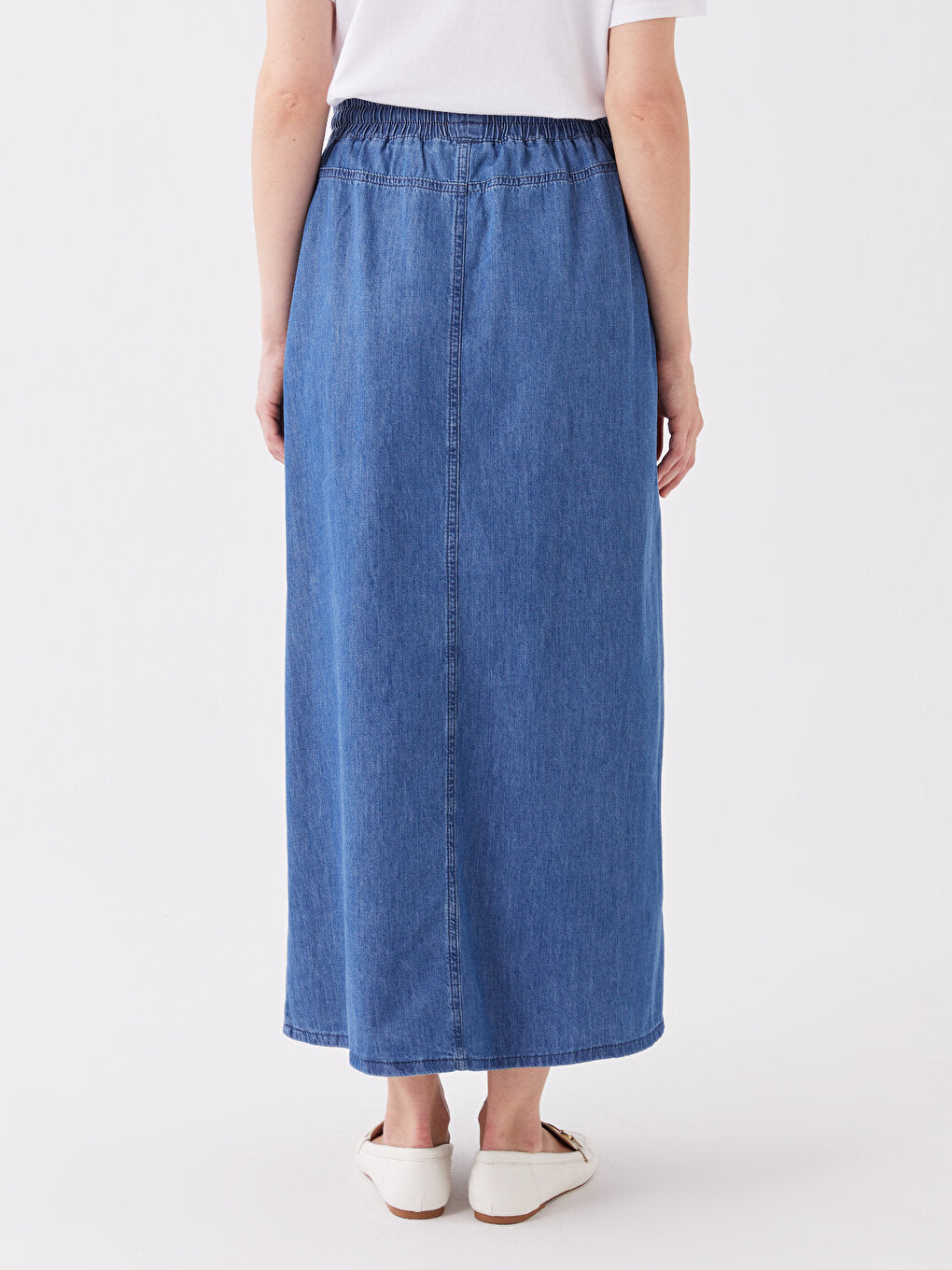 Women's Elastic Waist Straight Jean Skirt