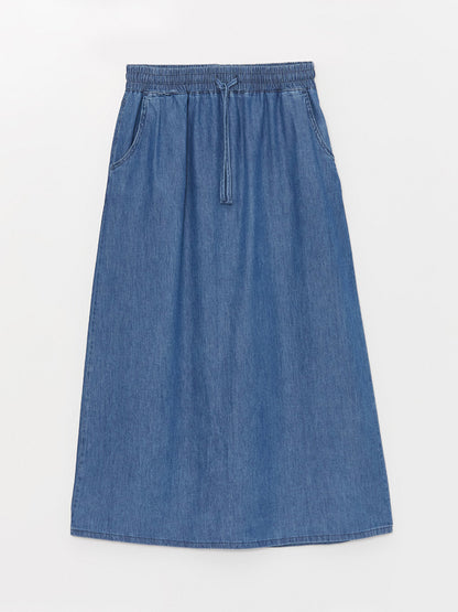 Women's Elastic Waist Straight Jean Skirt