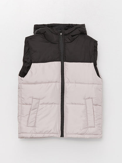 Women's Hooded Reflective Printed Puffer Vest