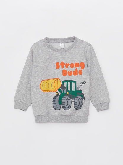 Crew Neck Long Sleeve Printed Baby Boy Sweatshirt and Sweatpants 2-Piece Set