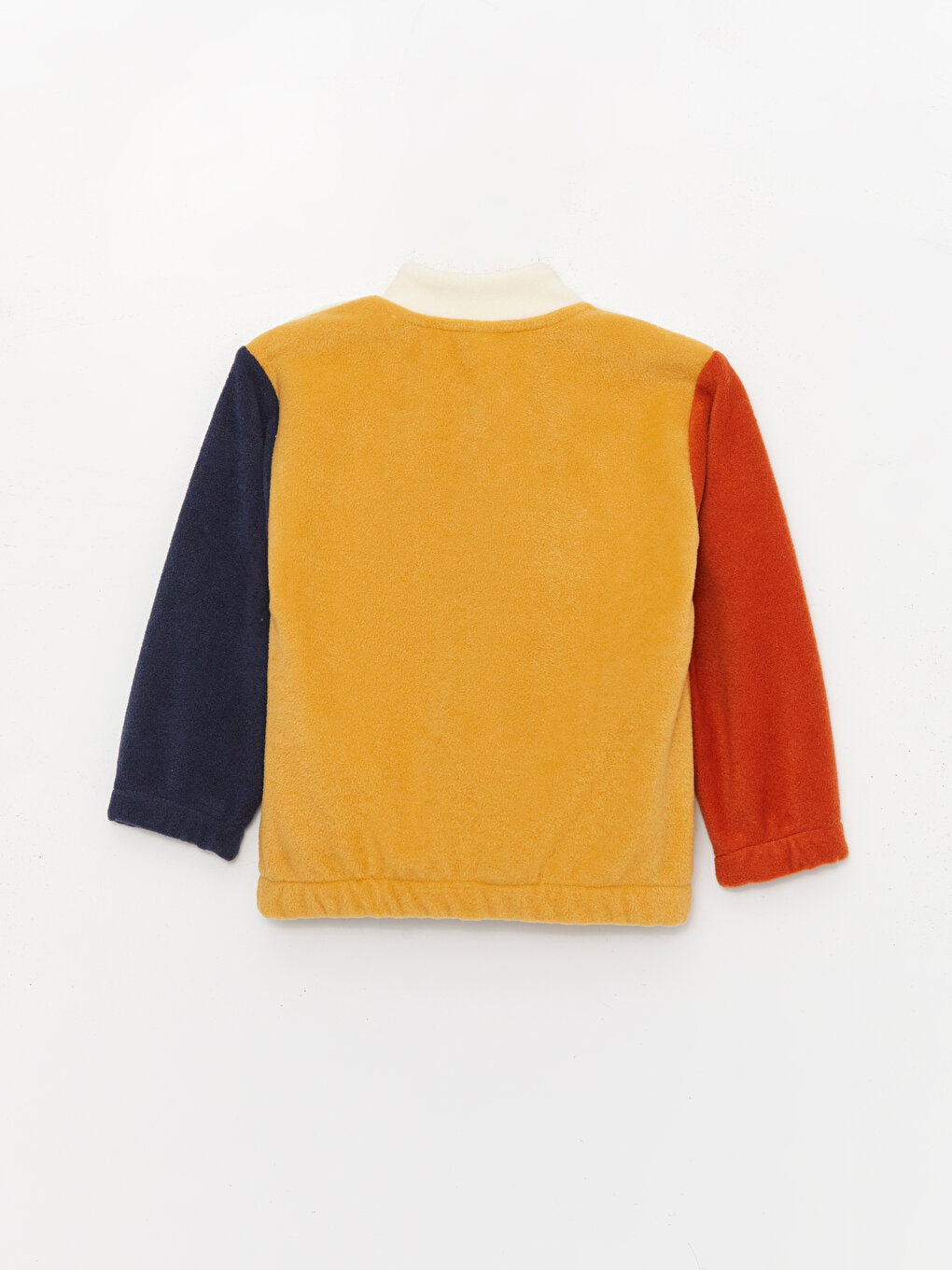 High Collar Long Sleeve Color Block Fleece Baby Boy Sweatshirt