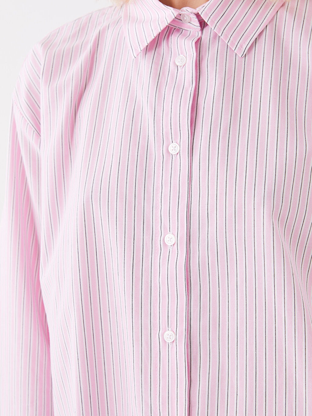 Striped Long Sleeve Poplin Women's Shirt