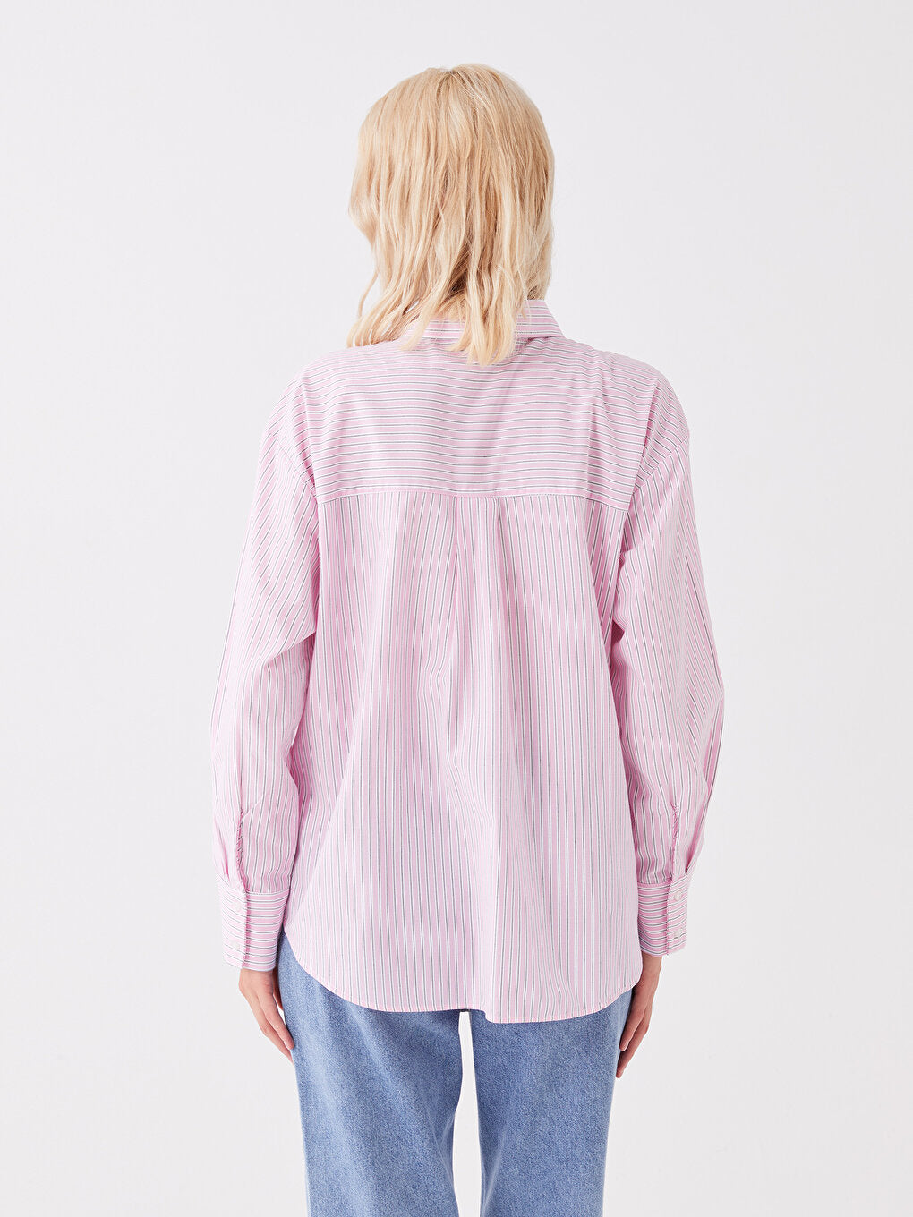 Striped Long Sleeve Poplin Women's Shirt