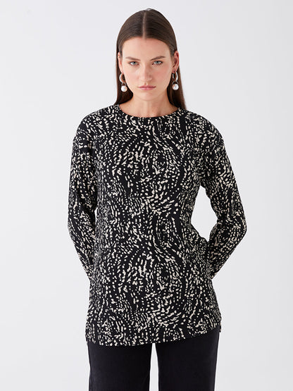 Crew Neck Printed Long Sleeve Women's Tunic