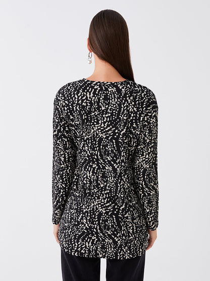 Crew Neck Printed Long Sleeve Women's Tunic