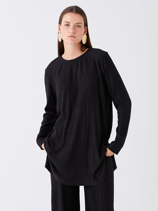 Crew Neck Plain Long Sleeve Women's Tunic