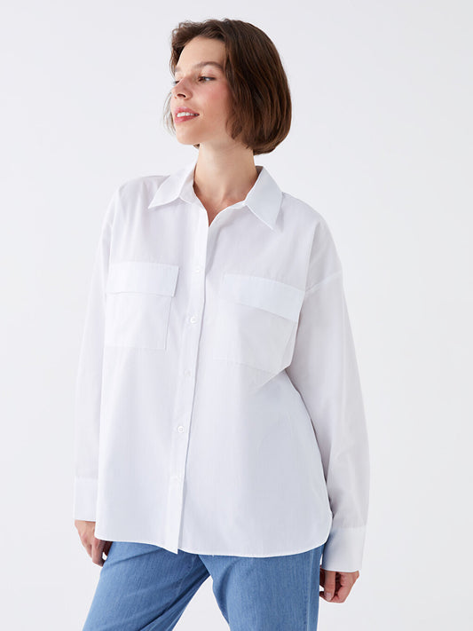 Plain Long Sleeve Poplin Women's Shirt