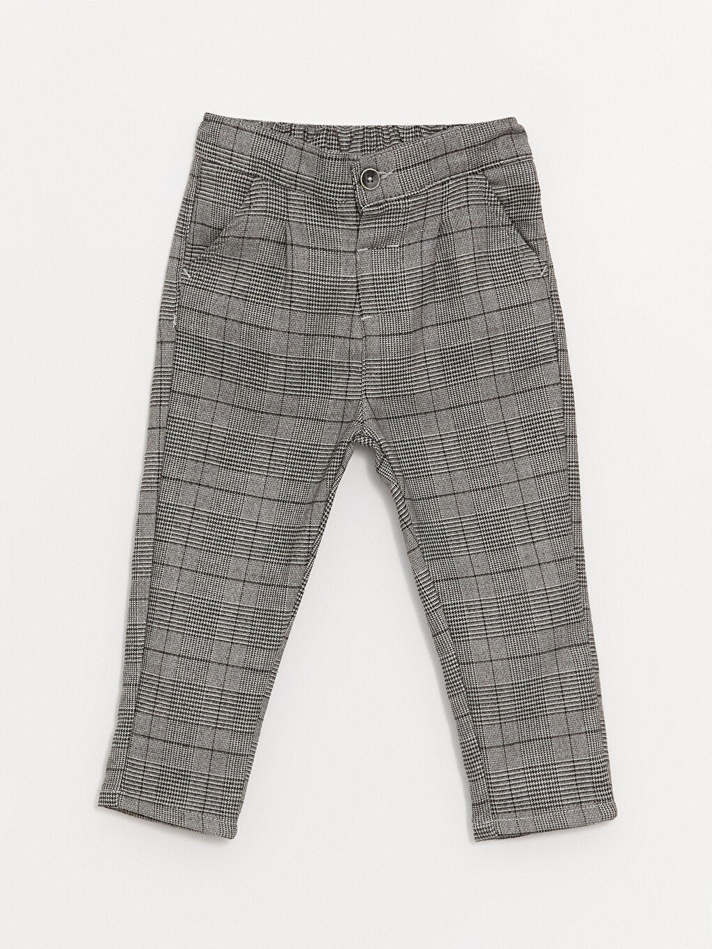 Plaid Patterned Baby Boy Trousers with Elastic Waist