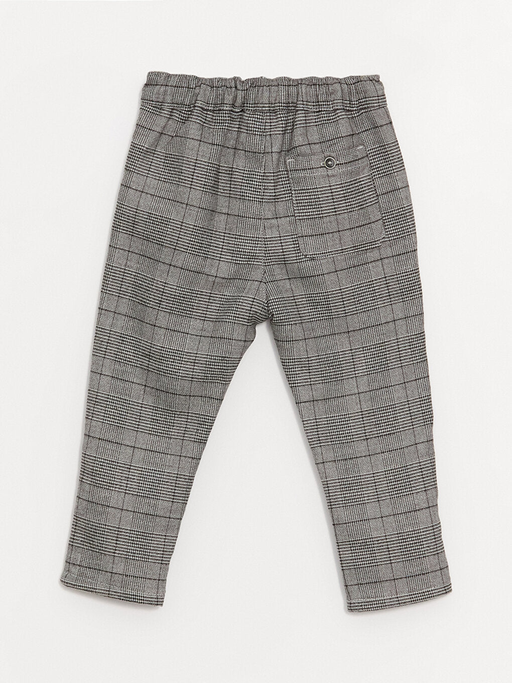 Plaid Patterned Baby Boy Trousers with Elastic Waist