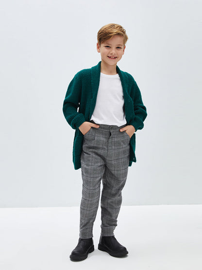 Plaid Boy's Trousers with Elastic Waist