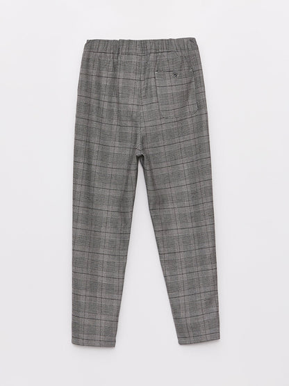 Plaid Boy's Trousers with Elastic Waist