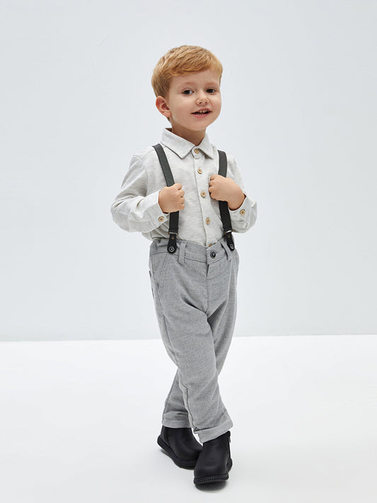 Basic Baby Boy Trousers and Suspenders 2-Piece Set