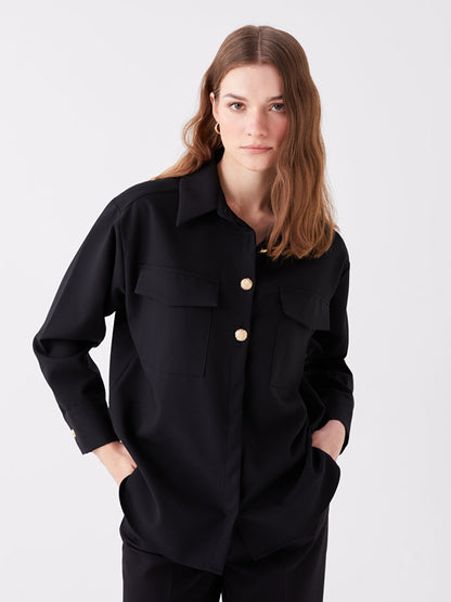 Plain Long Sleeve Oversize Women's Shirt