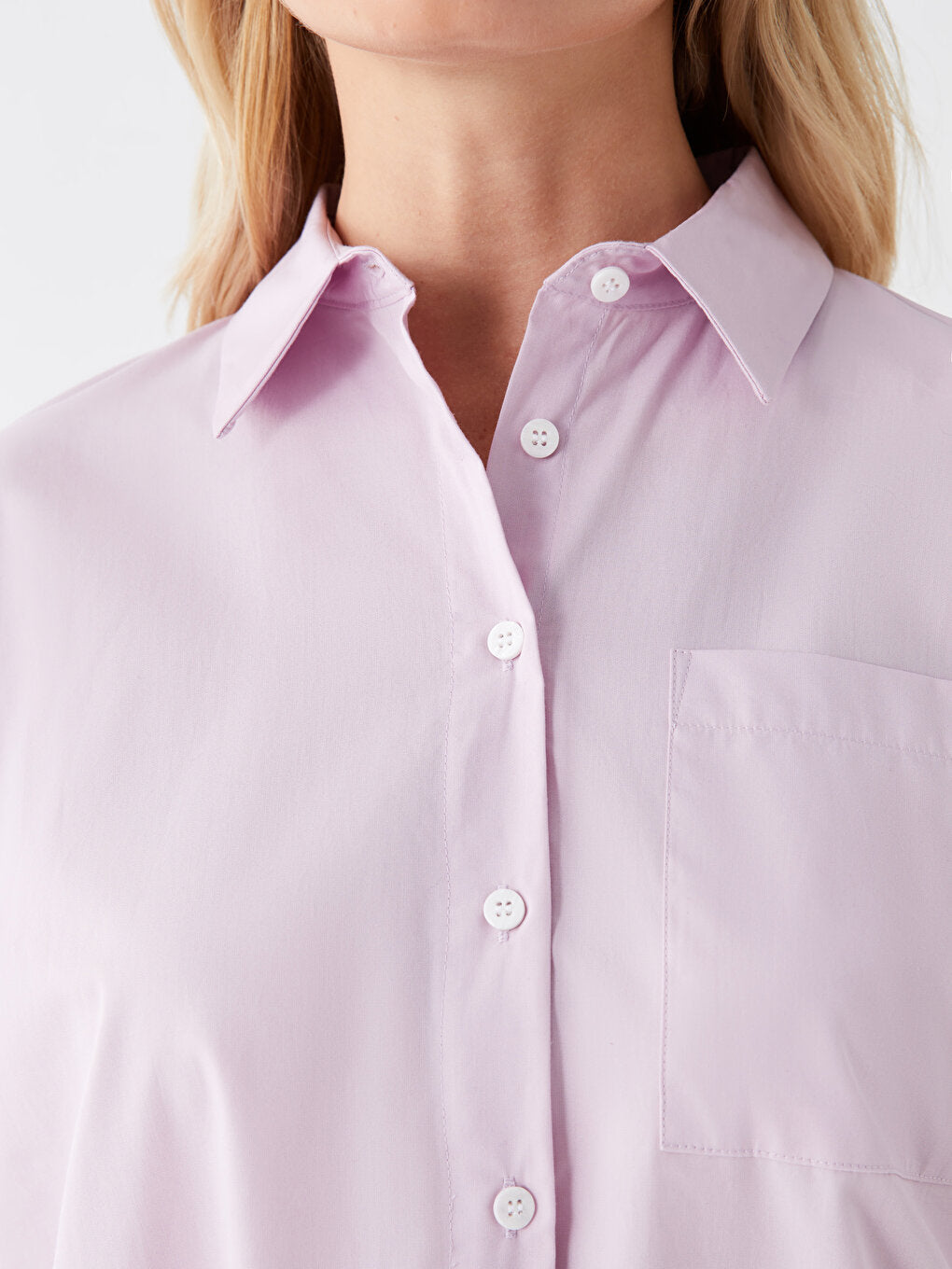 Plain Long Sleeve Oversize Poplin Women's Shirt