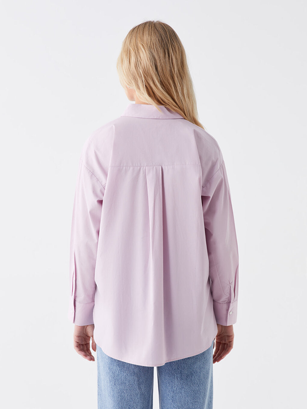 Plain Long Sleeve Oversize Poplin Women's Shirt