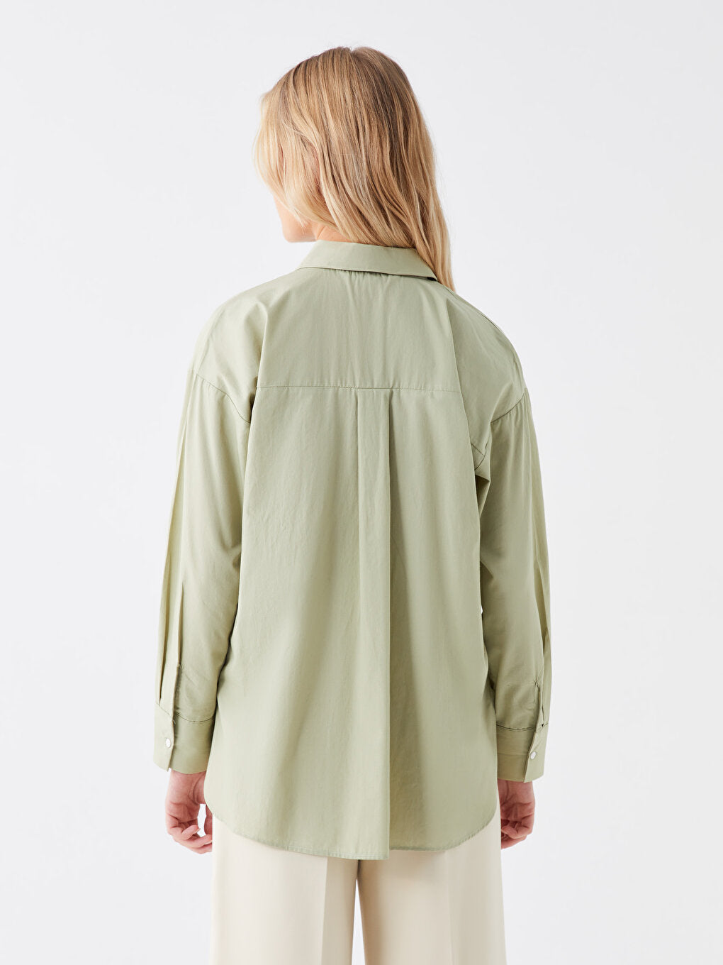 Plain Long Sleeve Oversize Poplin Women's Shirt