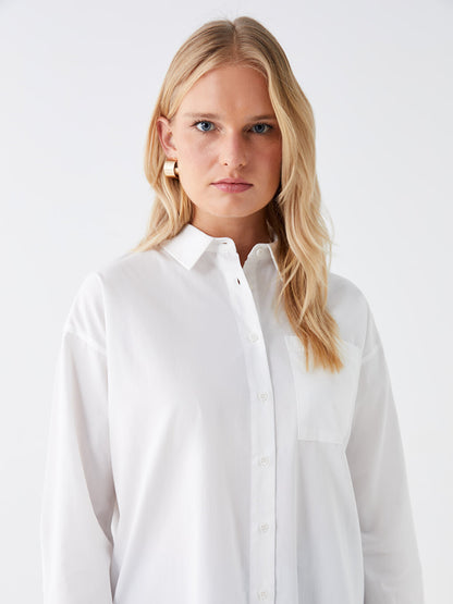 Plain Long Sleeve Oversize Poplin Women's Shirt