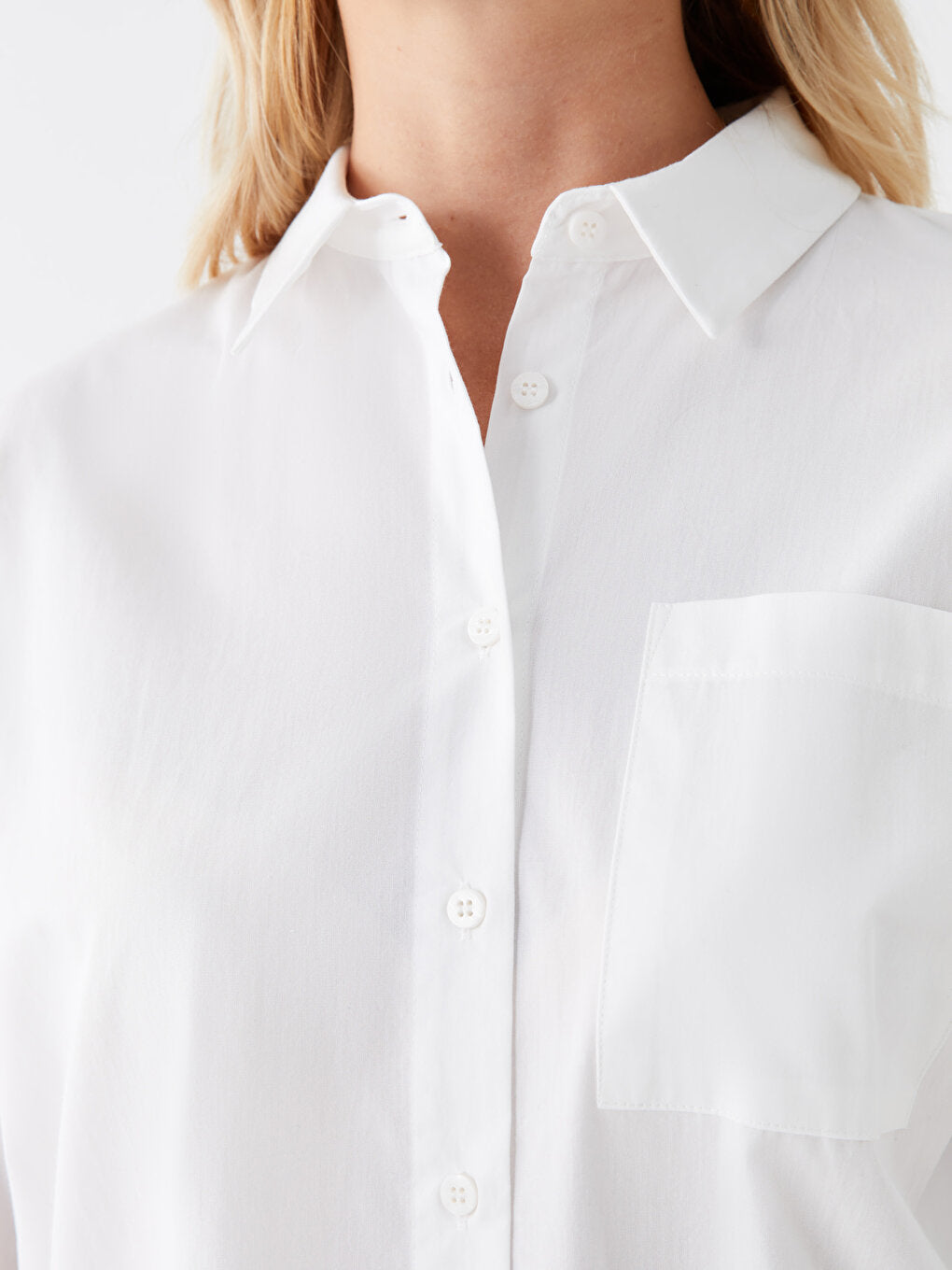 Plain Long Sleeve Oversize Poplin Women's Shirt