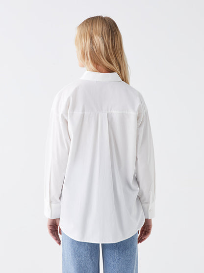 Plain Long Sleeve Oversize Poplin Women's Shirt