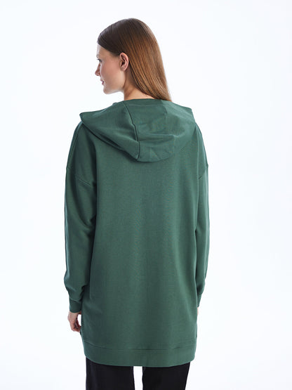 Hooded Embroidered Long Sleeve Women's Sweatshirt Tunic