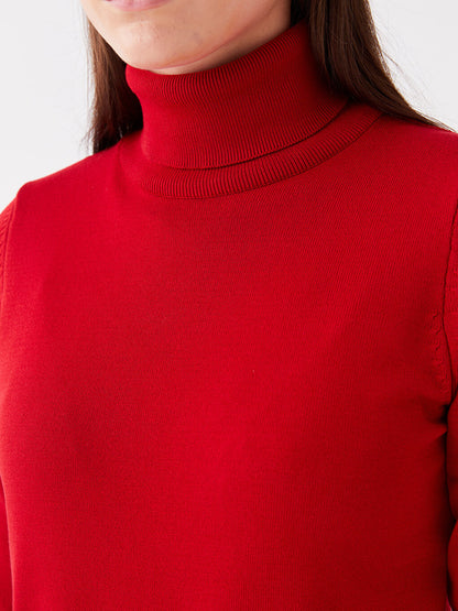 Turtleneck Plain Short Sleeve Women's Knitwear Sweater