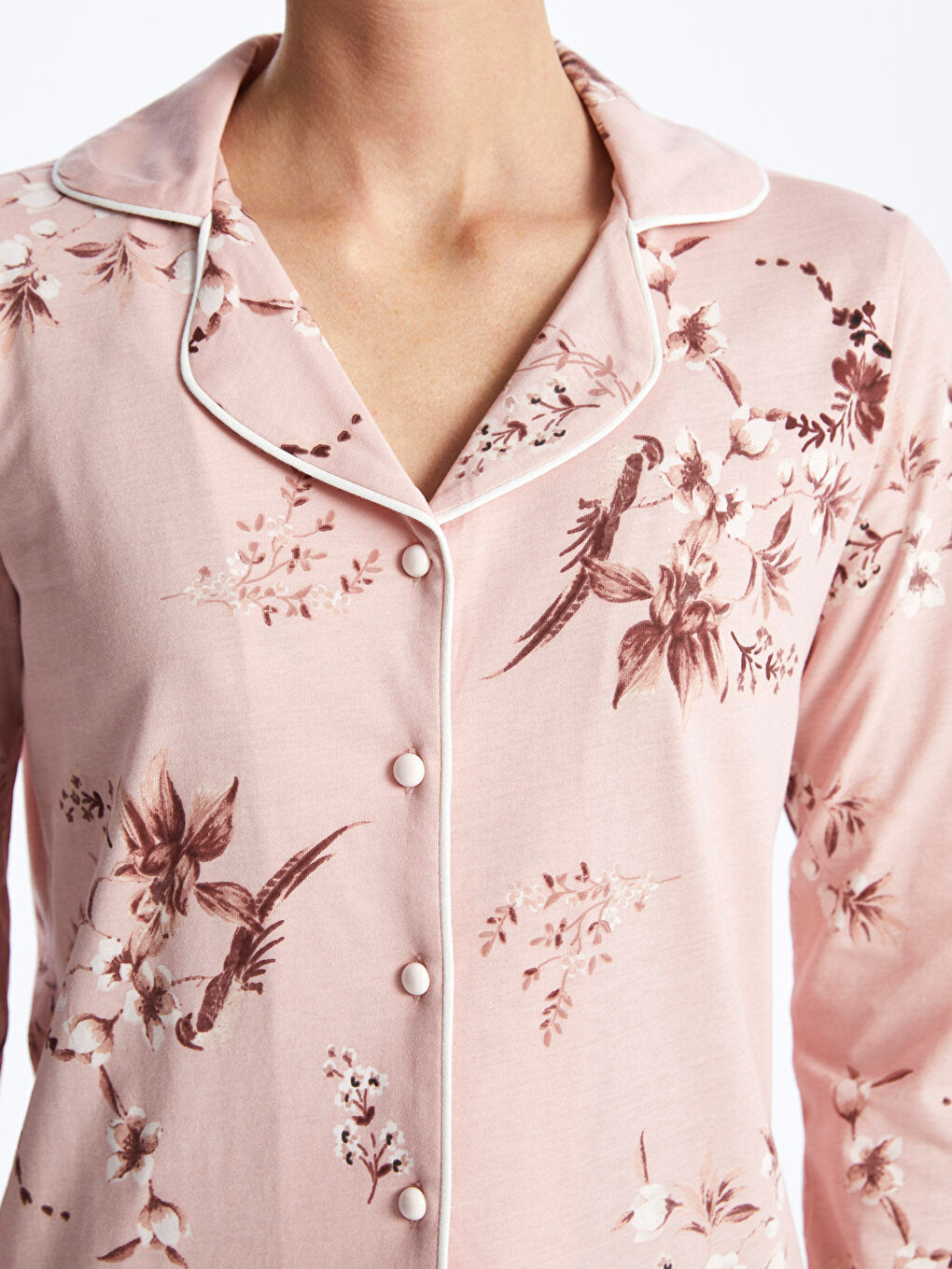 Shirt Collar Floral Long Sleeve Women's Pajama Set