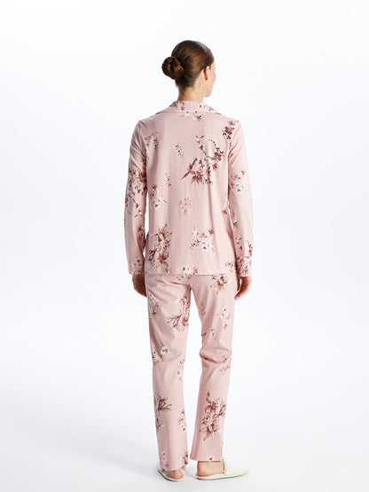 Shirt Collar Floral Long Sleeve Women's Pajama Set