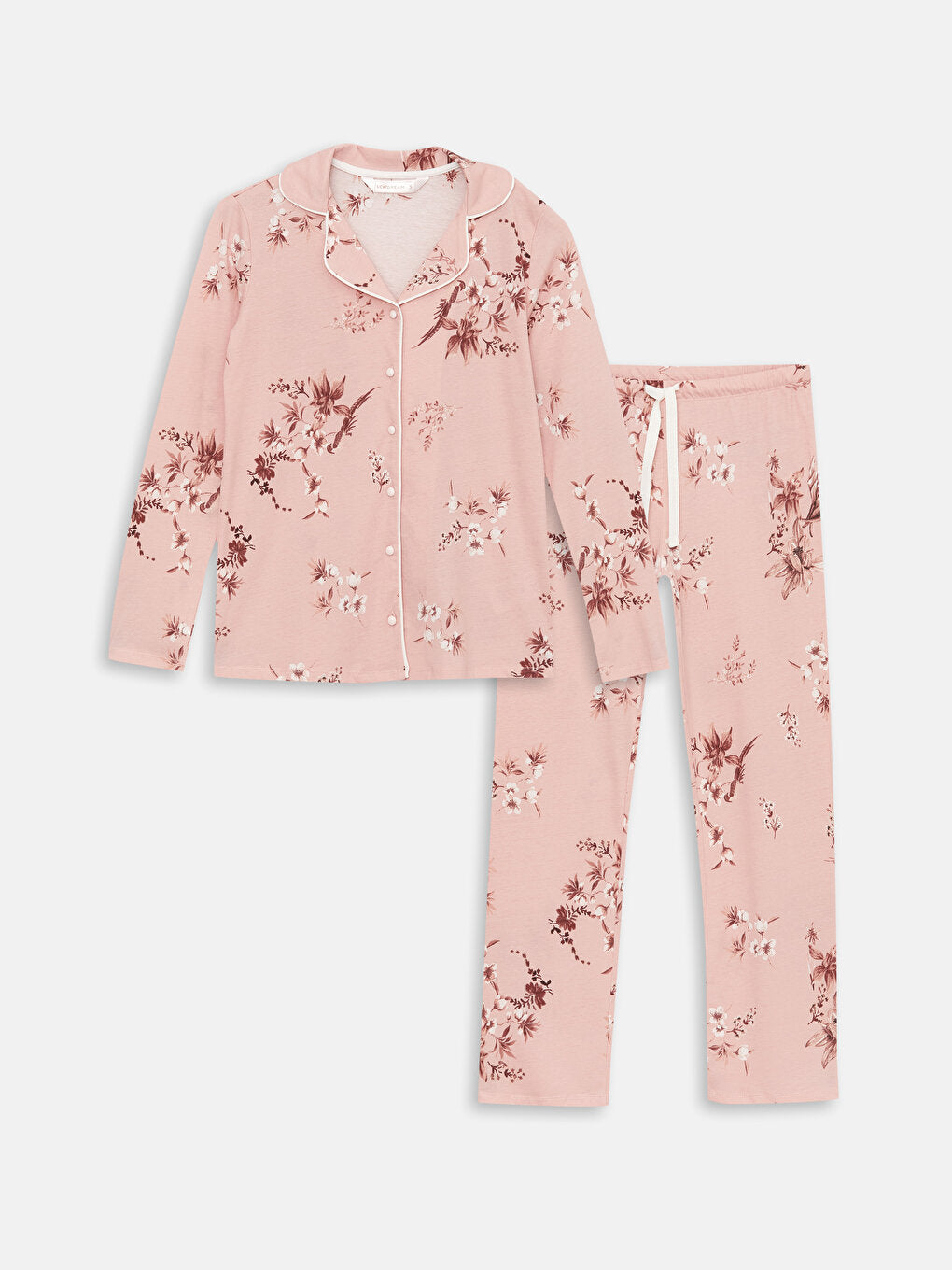 Shirt Collar Floral Long Sleeve Women's Pajama Set