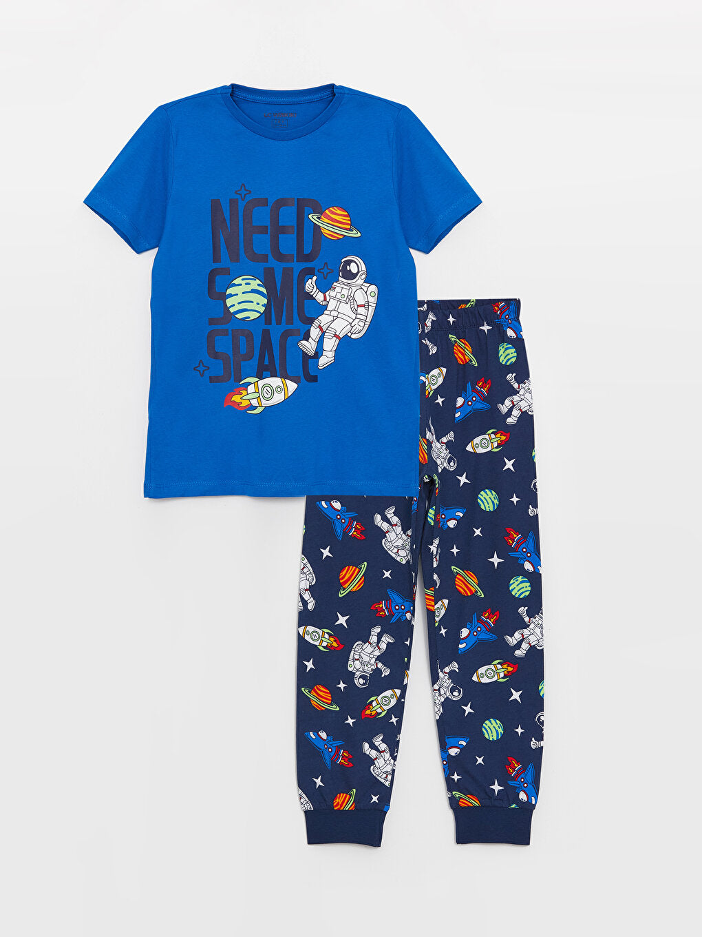 Crew Neck Printed Short Sleeve Boys' Pajama Set