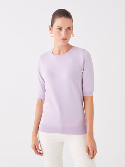 Women's Crew Neck Plain Knitwear Sweater