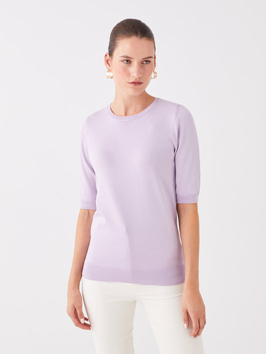 Women's Crew Neck Plain Knitwear Sweater