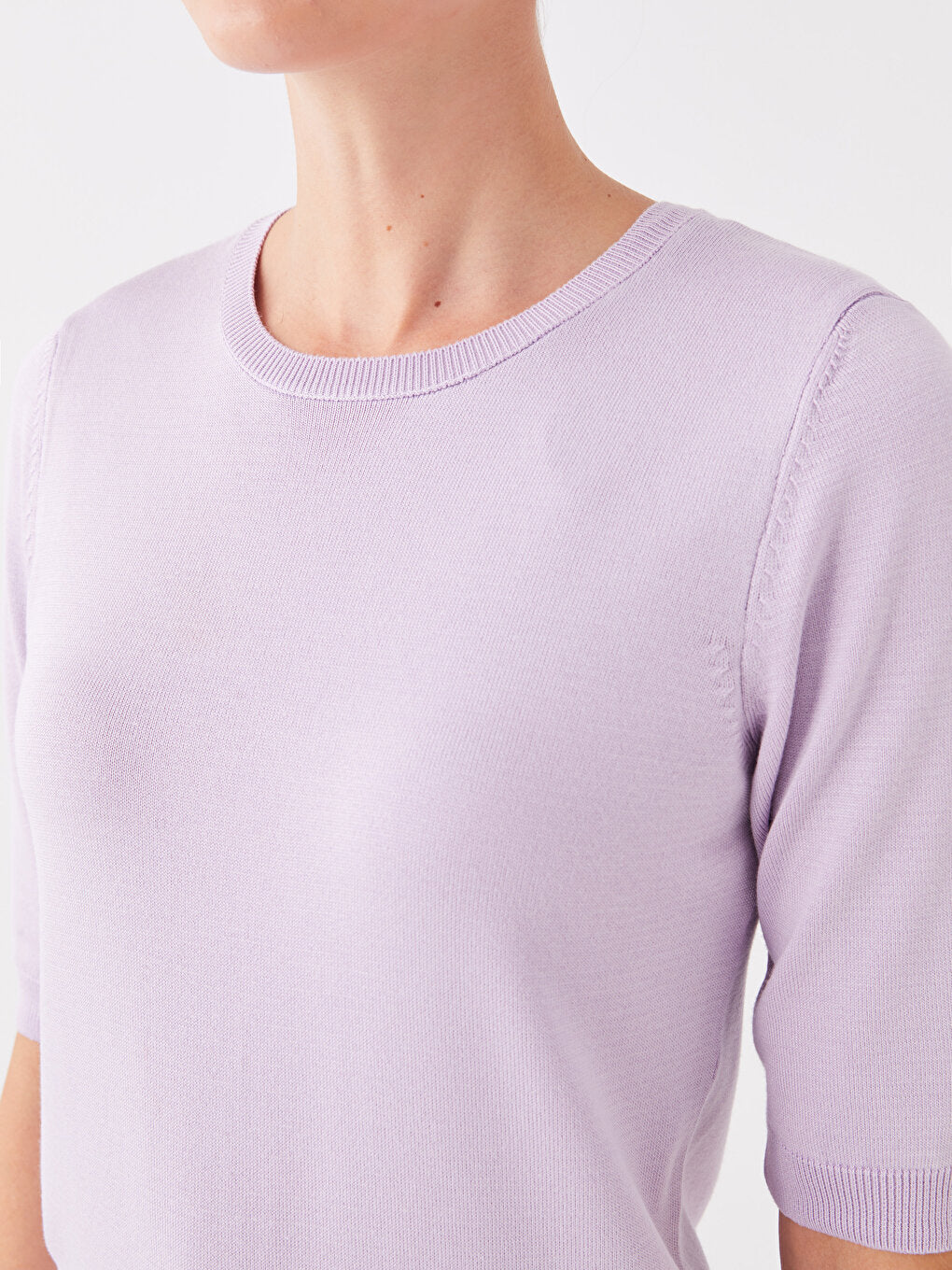 Women's Crew Neck Plain Knitwear Sweater